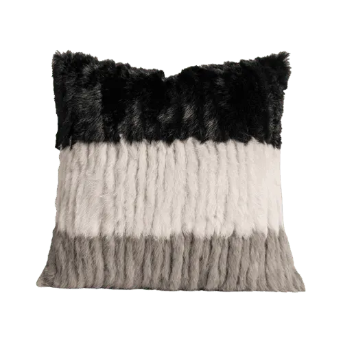 Trio Fur Striped Pillow